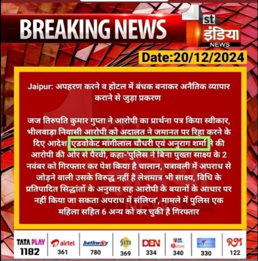 1st India News coverage of bail order, 20 December 2024